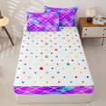 thumbnail image 4 of Manfei Mermaid Scale Zipper Full Size Comforter Sets with Fitted Sheet and 2 Pillowcases, Watercolor Wash Zipper Bedding Set, Purple Teal, Polkadot Reversible, 4-Piece, 4 of 7