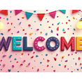 thumbnail image 4 of Colorful Welcome Banner with Confetti and Balloons Party Decoration Backdrop Bunting Flags Celebration Background Event Photography Props, 4 of 4