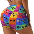 thumbnail image 1 of Balery Doodle Faces Emotions Pantalones cortos de entrenamiento estampados para mujer, sin costuras, ajustados, para gimnasio, yoga, correr, deportes, ejercicio activo, fitness.-X-Large, 1 of 8