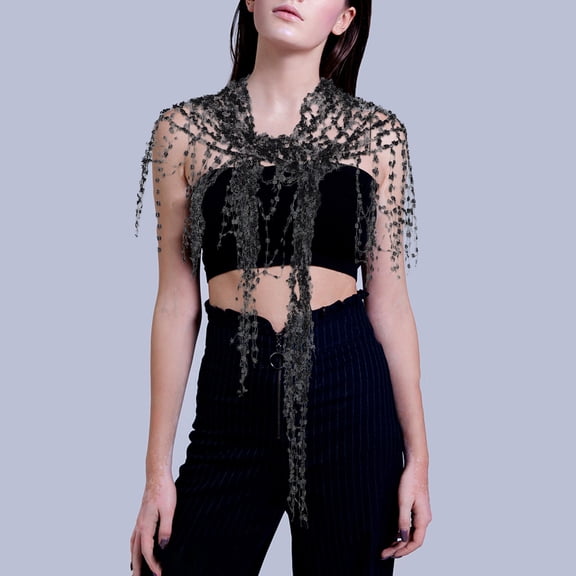 Masteelf Wedding Shawl Triangle Shawl for Wedding Guest Dresses Sheer Shawl Hollow Out Shawl for Evening Parties and Bridal Showers