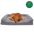 thumbnail image 5 of FurHaven Pet Products Two-Tone Faux Fur & Suede Cooling Gel Memory Foam Sofa-Style Pet Bed for Dogs & Cats - Stone Gray, Jumbo, 5 of 13
