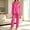 Hot Pink, variant on Ayolanni Pajamas Set for Women Long Sleeve Solid Soft Tops and Pants Sleepwear 2 Piece Button Up Beige Lounge Sets with Pockets L