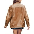thumbnail image 4 of Autumn Winter Womens Zipper Leather Jackets Faux Casual Motorcycle Jacket with Pockets, 4 of 4