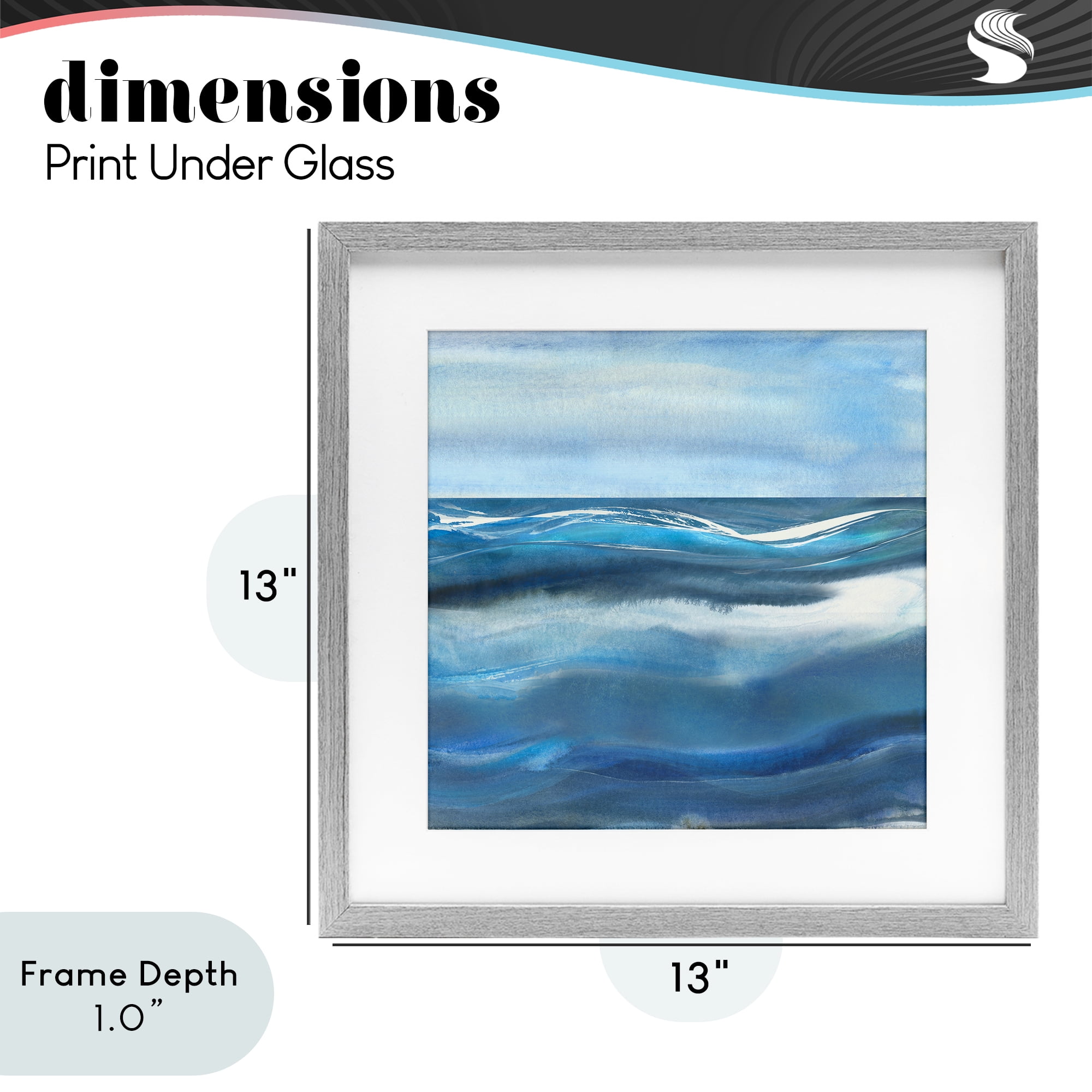 Stupell Industries Calm Expanse of Ocean Waves Gray Framed Print Under Glass, design by Susan Jill
