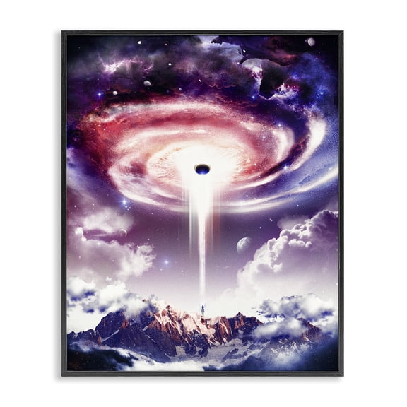 Stupell Industries Surreal Space Nebula Rays Landscape & Nature Painting Black Framed Art Print Wall Art, 11 x 14