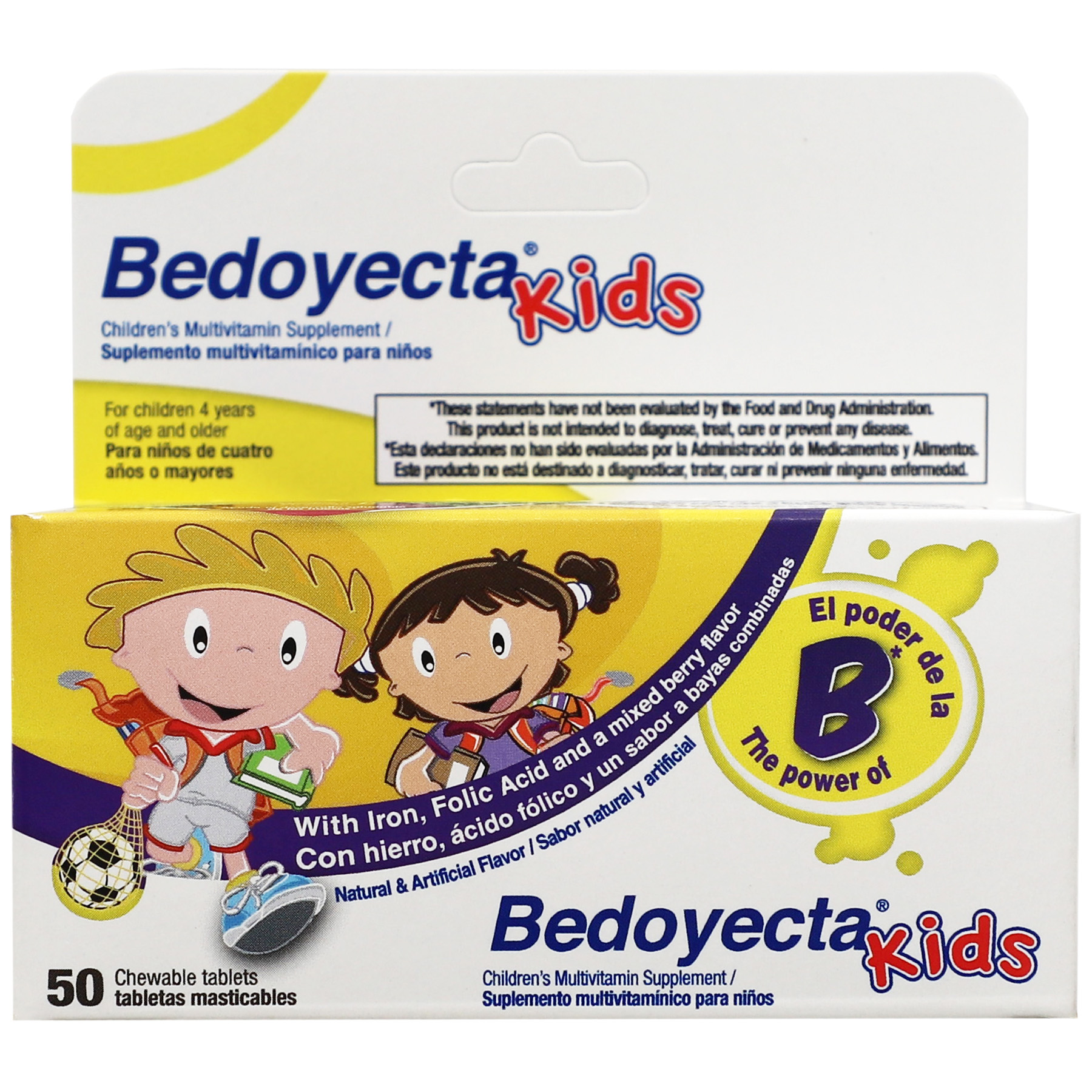 Bedoyecta Kids Dietary Supplement Tablets Unisex for Healthy Growth, 50 Count - image 2 of 5