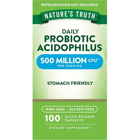 Probiotics for Men and Women | 500 Million CFU | 100 Capsules | Acidophilus | by Nature's Truth