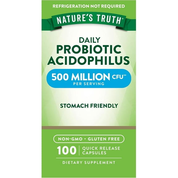 Probiotics for Men and Women | 500 Million CFU | 100 Capsules | Acidophilus | by Nature's Truth