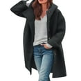 thumbnail image 3 of Qetyuw Trench Coat for Women Oversized Long Sleeve Hooded Peacoat Winter Wool Blend Single Breasted Casual Overcoat, 3 of 6
