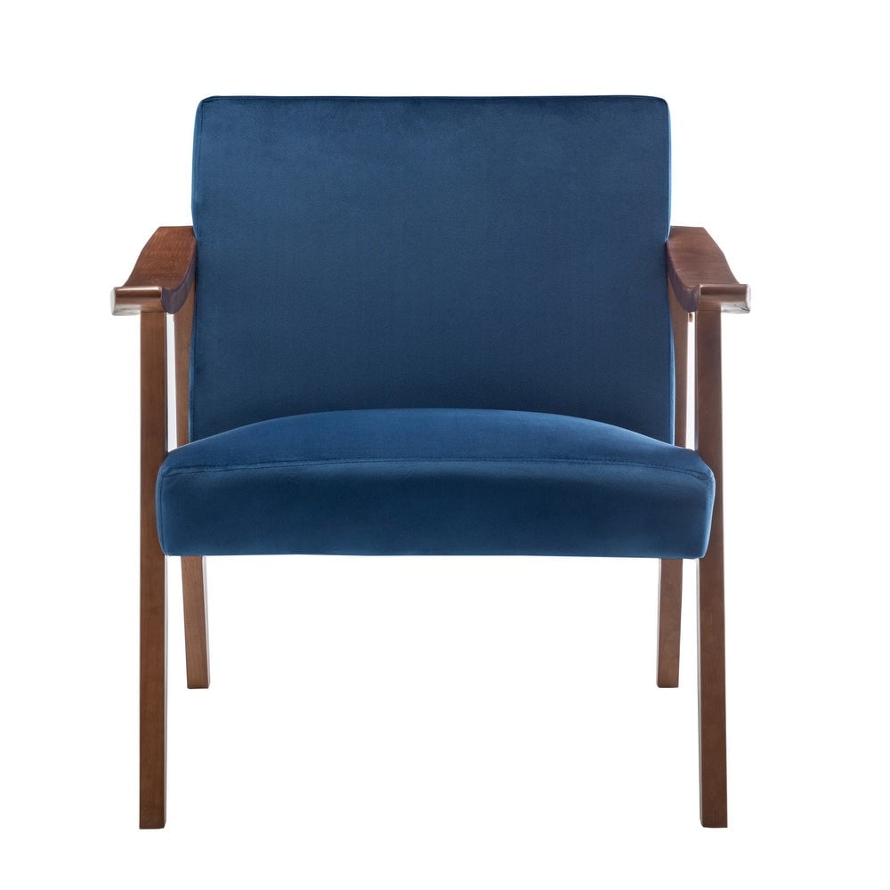 Gopal 27.2" Wide Velvet Accent Chair-Dark Blue
