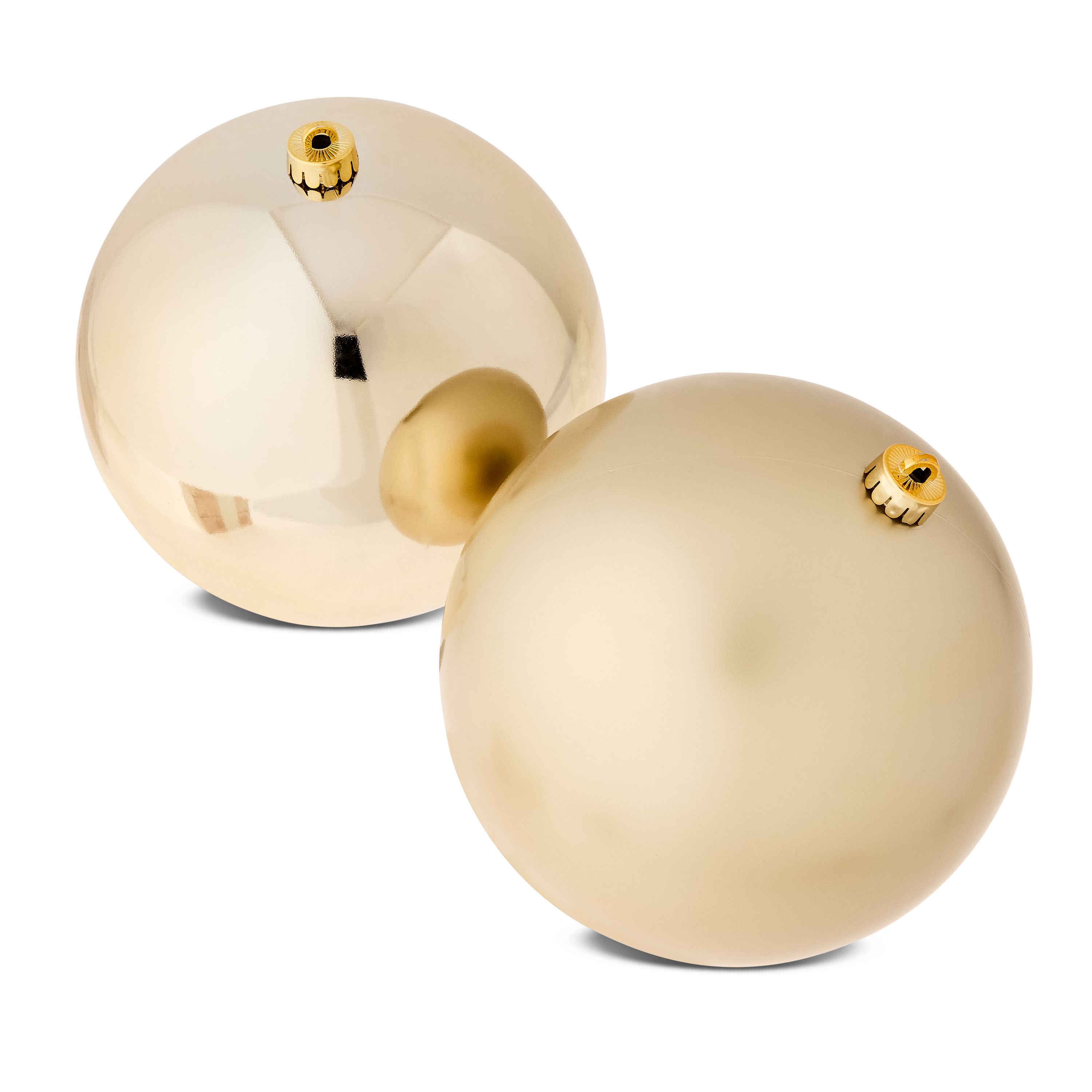 2-Count Champagne Gold Jumbo Shatterproof Christmas Ornaments, 7.8 in, by Holiday Time