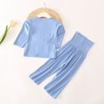 thumbnail image 6 of YUTK Baby Girls 2-Piece,Toddler Kids Boys Girls Fashion Cute Solid Color Soft Half Sleeve Top Pants Home Wear Suit Blue, 6 of 9