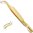 thumbnail image 1 of Curacoro Lash Tweezer - Professional & Precision Fiber Tip Grip Lash Tweezers for Eyelash Extensions, Multi Shapes & Purposes Tweezers for Volume, Isolation & Classic Lashes (Gold, Save Time), 1 of 8