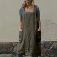 thumbnail image 4 of Pinafore Apron Cross Back Apron with Pockets Cotton Linen Apron Dress Plus Size-Army green, 4 of 5