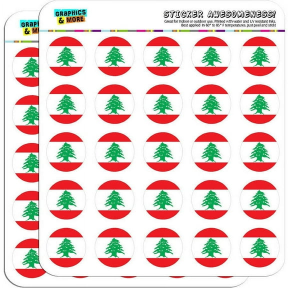 Lebanon National Country Flag 50 1" Planner Calendar Scrapbooking Crafting Stickers