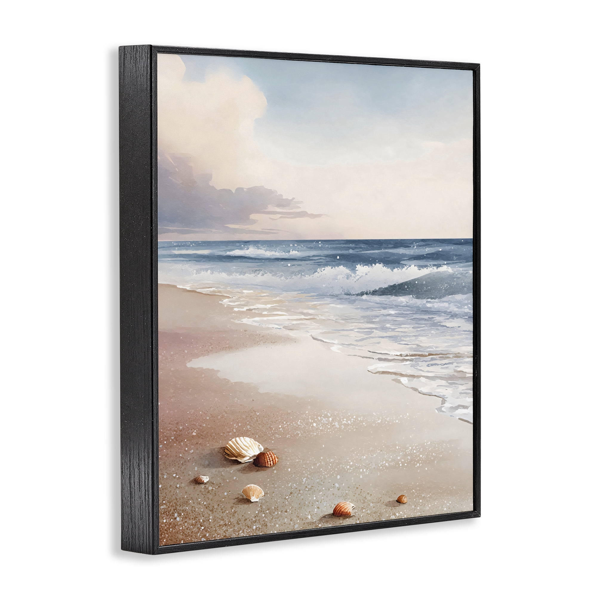 Stupell Industries Washed Up Seashells Black Framed Giclee Art, design by Franklyn Gregory