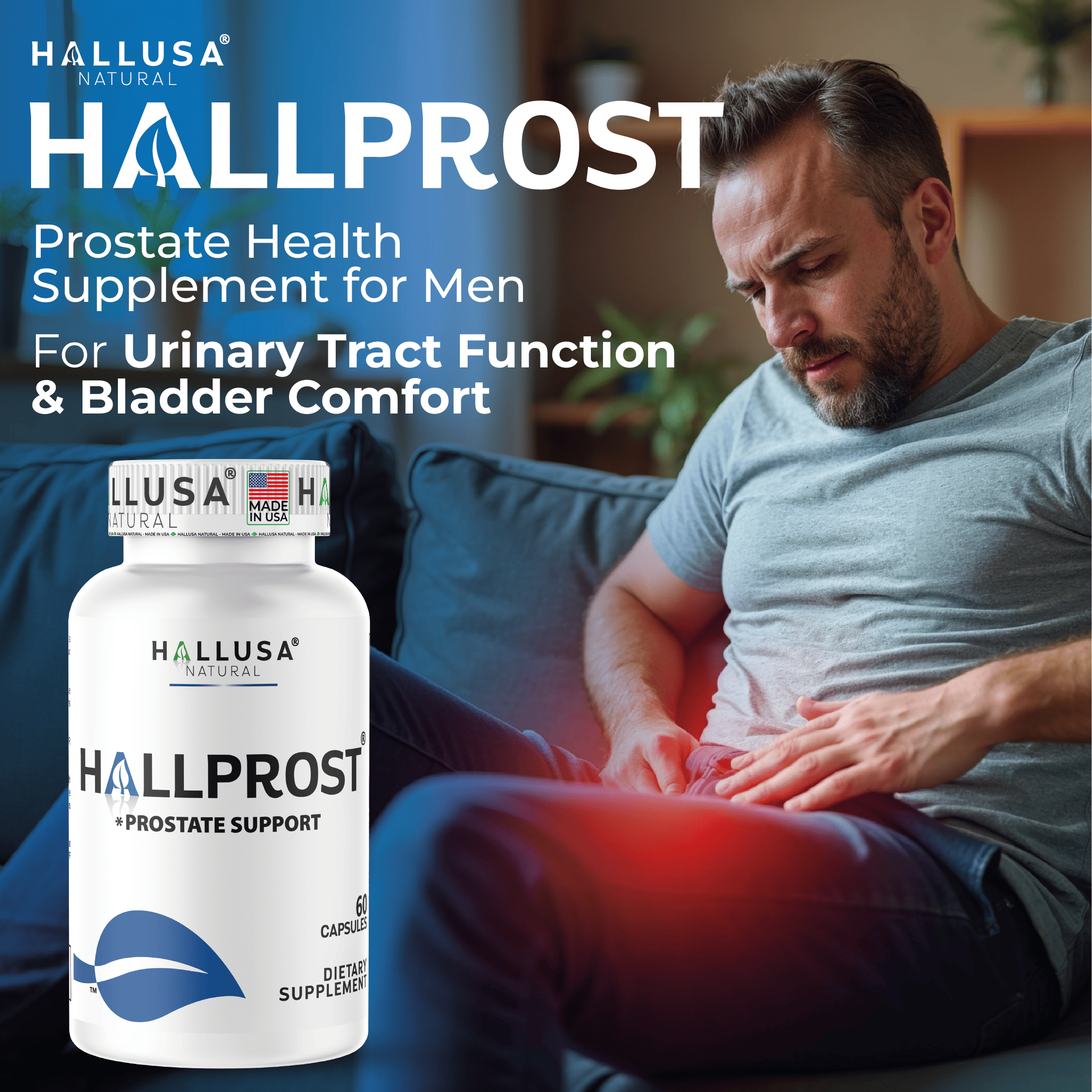 HALLPROST Prostate Health Urinary Tract & Bladder Support 180 Capsules, Saw Palmetto Blend 900mg* Reduce Frequent Urination, Prostate Health Supplement for Men