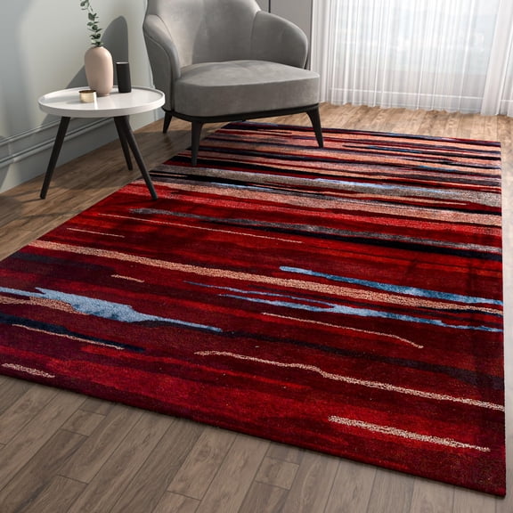 Jaipur Rugs India Modern Wool & Viscose Rugs, Red, 5 x 8