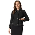 thumbnail image 1 of Chaqueta de Tweed a Cuadros para Mujer de Manga Larga Vintage Outwear Blazer para Oficina Chaqueta Corta Negro M, 1 of 6