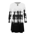 thumbnail image 3 of Inkach Womens Fashion Vintage O-Neck Long Sleeve Print Round Button Dresses, 3 of 3