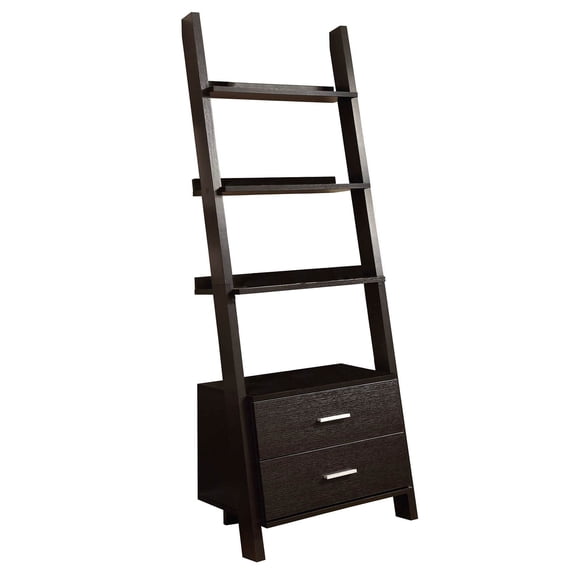 Monarch Specialties Bookshelf, Etagere, Ladder, 4 Tier, 69"H, Office, Bedroom, Brown Laminate