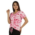 thumbnail image 3 of Moomaya Tie Dye Short Sleeve Ruching Tops For Women V-Neck Casual Jersey Tee, 3 of 8