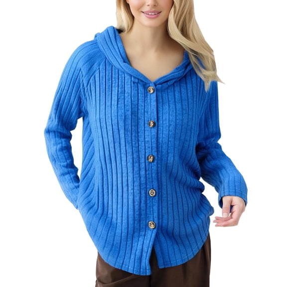 Wensltd Women Hoodie Sweatshirt Button Fashion Solid Color Long Sleeve Coat Fall Clothing Outfits