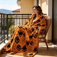 thumbnail image 6 of Yhmxh Halloween Throw Blankets, Soft Ghost Throw Blanket Cute Funny Spooky Blanket, Cozy & Warm Halloween Decor Plush Fuzzy Reversible Blankets for Bed Sofa Couch Livingroom Chair Car Travel, 6 of 6