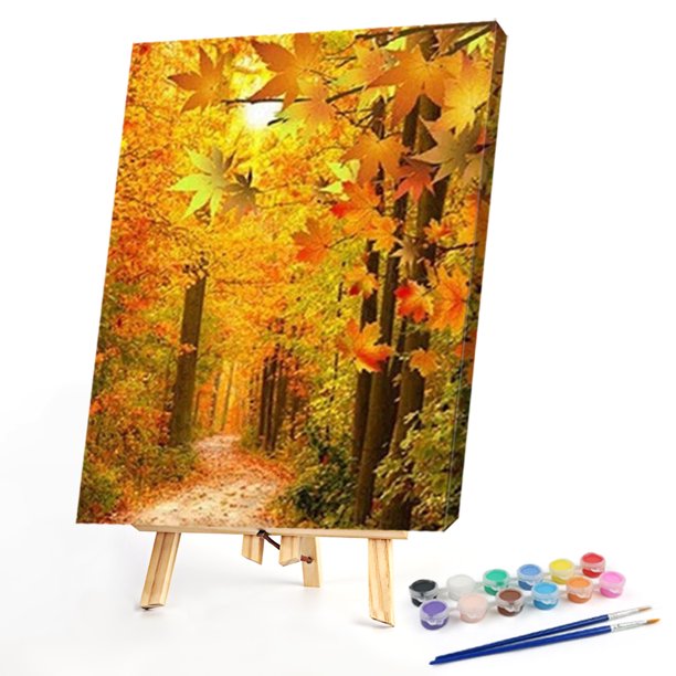 Cuadros Decorativos Kits de pintura de diamantes de bosque de arce otoñaltaladro redondo completodecoración de paredarte artesanal Ehuebsd embutido en tela
