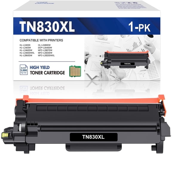 Colorich TN830XL TN830 High Yield Toner Cartridge Compatible for Brother TN830XL TN830 TN-830 DCP-L2640DW HL-L2460DW HL-L2405W MFC-L2820DW L2900DW HL-L2400D L2405W L2480DW Printer Ink Black 1-Pack
