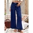 thumbnail image 3 of DOKOTOO Jeans for Women High Waisted Wide Leg Jeans with Ruffle Hem Trendy Stretchy Denim Loose Pants Straight Leg (Plus Sizes Available), 3 of 8