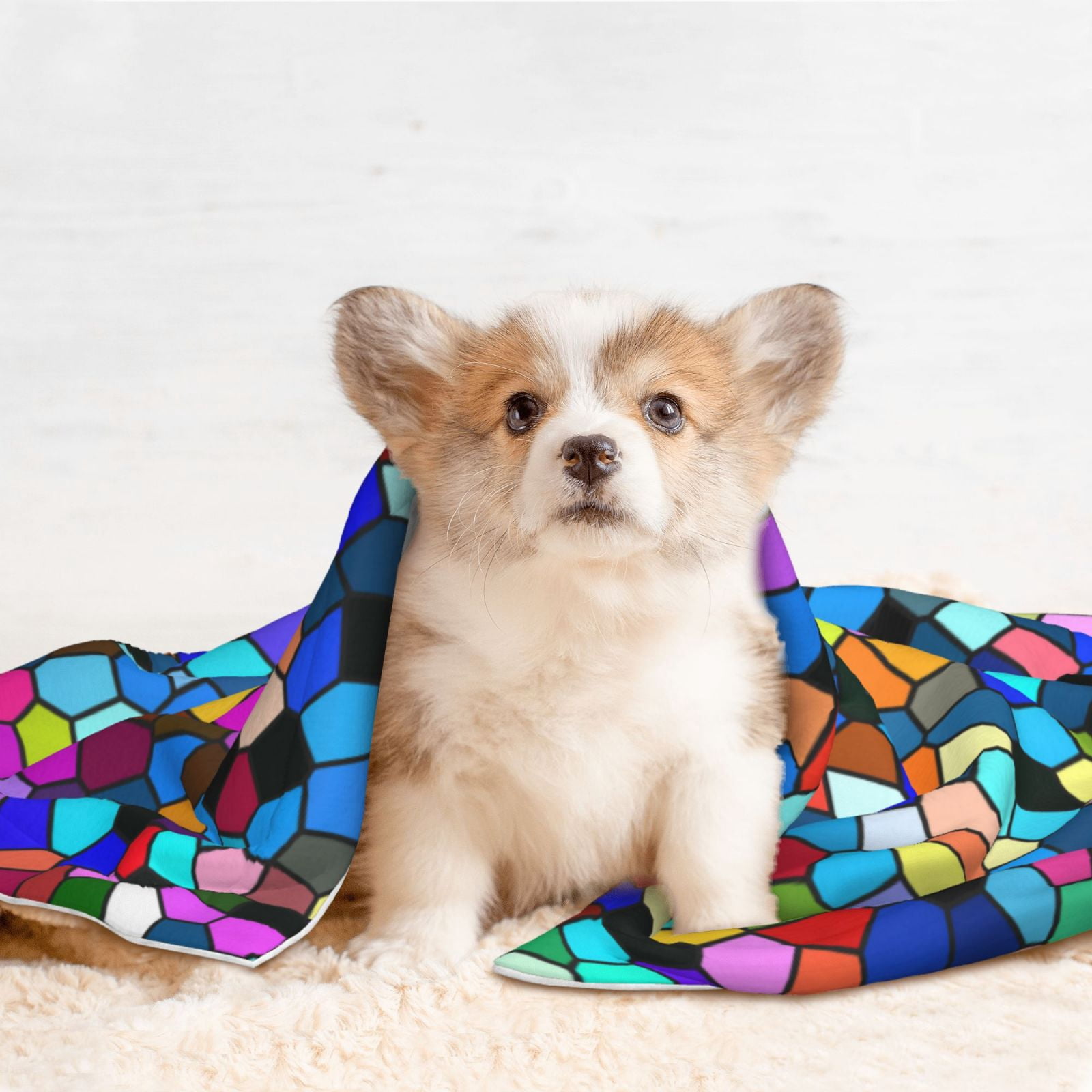 Naloa Colorful Tie Dye Stained Glass 2 Dog Blanket, 3 Sizes Cat Blanket for Indoor Cats Large Medium Small Dog Gifts-Large