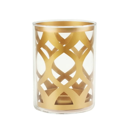 Gold Pillar - Better Homes and Gardens Medium Gold Glass and Metal Ogee Pillar Holder