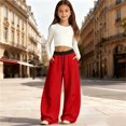 thumbnail image 2 of EnJoCho Girls Sweatpants Baggy Wide Leg Oversized Drawstring Elastic Jogger Pants Soft Bottoms For Kids Fall Holiday Everyday Casual Fashion Street Style Daily Outfit, 2 of 4