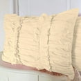 thumbnail image 2 of 2 Piece Ruched Ruffle Pattern Solid Ivory Pillow Shams, (Standard 20X26 Pillow Cover), 100% Egyptian Cotton, 800 Thread Count, Standard Size, 2 of 3