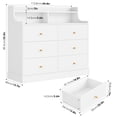 thumbnail image 7 of Homfa 6 Drawer Double White Dresser with Hutch, Modern Wood Dresser Storage Cabinet for Bedroom Living Room, 7 of 7