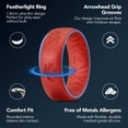 thumbnail image 3 of King Will Silicone Wedding Rings For Men Women, 6.6mm Wide 1.8mm Ultra Thin Maple Leaf Design Rubber Wedding Bands, Black, Breathable Comfort Fit, 3 Pack - Dark Red + Gold + Black, Size 9, 3 of 6