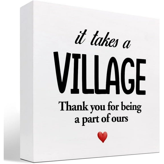 Zomyto 5x5 Inch It Takes A Village Thank You for Being A Part of Ours Wooden Box Sign Desk Decor Meaningful Wooden Box Plaque Sign Desk Decor