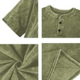 thumbnail image 6 of Mens Distressed Henley Shirts Retro Short Sleeve Cotton Tee Shirts Casual Button Down Washed T-Shirts Army Green XL, 6 of 7