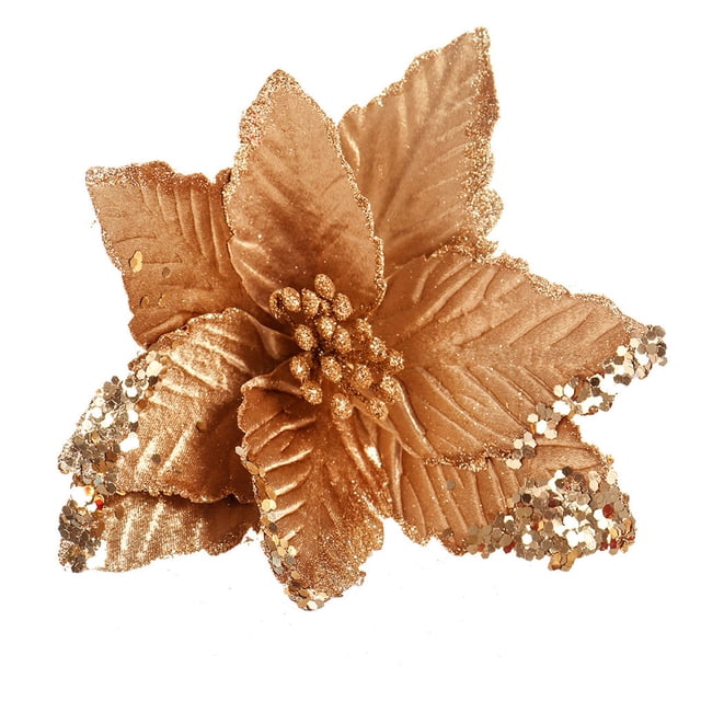 Toystoory Navidad cabeza de flor artificial fiesta boda adorno de Navidad hogar granja oficina comedor DIY decoración flores falsas Kits de decoración para fiestas Oro Toystoory HA069944-02