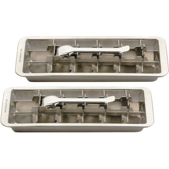 Stainless Steel 18 Cube Ice Cube Tray, Set of 2