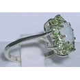 thumbnail image 4 of LBG British Made 18k White Gold Natural Opal & Peridot Womens Cluster Ring - 33 size options - Size 11.75, 4 of 6