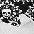 thumbnail image 5 of Homewish Spooky Skull Damask Quilt King,Skeleton Halloween King Coverlet Set,Black White,3pcs, 5 of 7