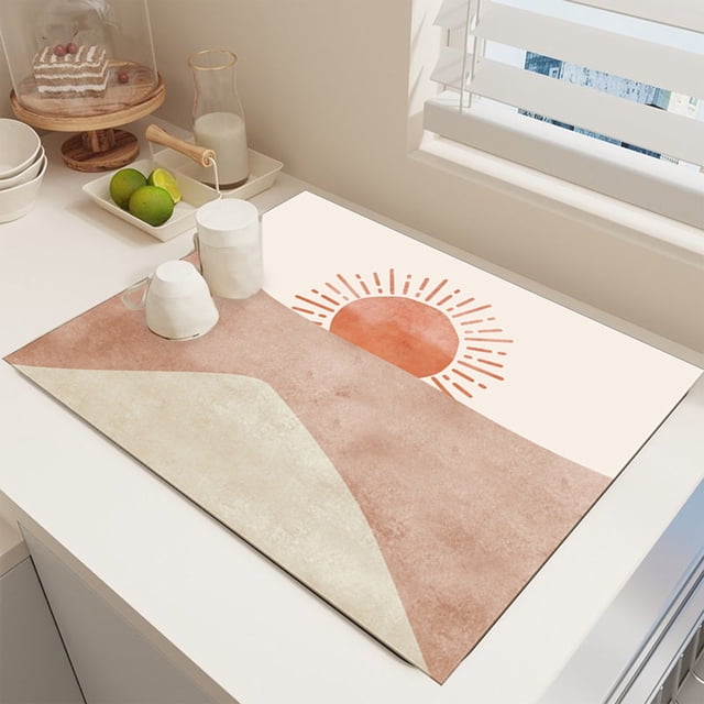 BAOPAI Tapis d'Égouttage de Cuisine Super Absorbant et à Séchage Rapide avec Base en Caoutchouc Antidérapante Double Face pour Comptoirs, Éviers et Utilisation sur Bureau pour Garder Votre Vaisselle Sèche et Sécuritaire