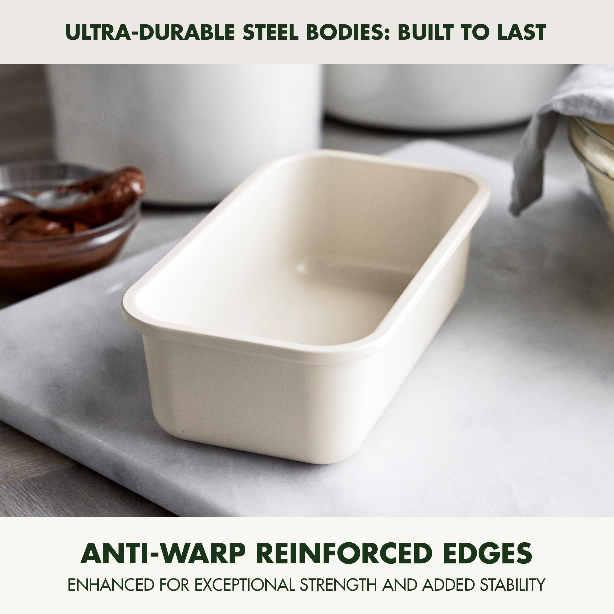 GreenPan 9" Ceramic Nonstick Loaf Pan, Non-Toxic, Easy Release, Cream