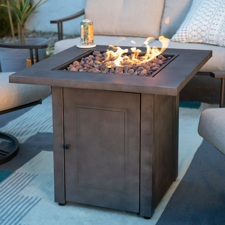 Belham Living Wadeview 31 in. Gas Square Wicker Fire Pit Table Belham Living Wadeview 31 in. Gas Square Wicker Fire Pit Table