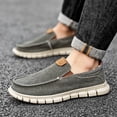 thumbnail image 5 of Mens Canvas Loafers Fashion Casual Breathable Lightweight Slip on Shoes Comfortable Walking Outdoor Driving Shoes Gray 10.5 US, 5 of 7