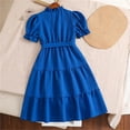 thumbnail image 5 of Pounoo New Kids Dresses Girls Fashion Spring And Summer Short Sleeve Round Neck Ruffle Dress Princess Skirt Girls Dresses 7-8, 5 of 9