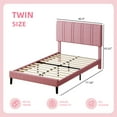 thumbnail image 6 of 4 EVER WINNER Twin Size Bed Frame, Upholstered Platform Bed Frame with Headboard, Pink Twin Bed Frame, No Box Spring Needed, Pink, 6 of 7