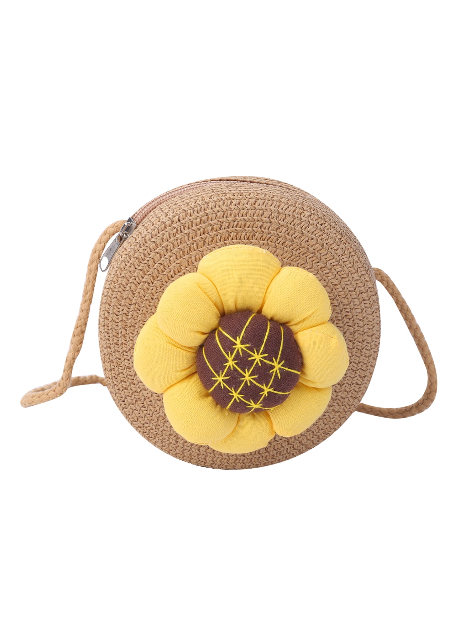 Little Girls Straw Purses Sunflower Straw Shoulder Crossbody Bag Cute
